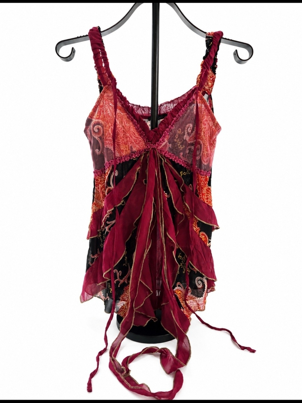 Vintage Y2K Avenue by Raphael Mazzae Sheer Paisley Boho Fairycore Cami Top M
